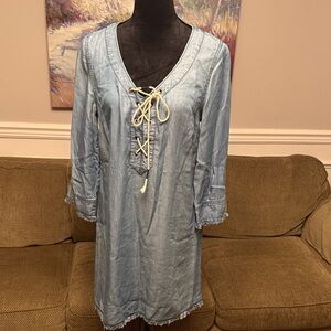 Michael Stars Light Blue Lace-Up Dress